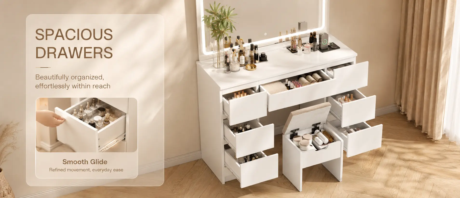 Elara LED vanity desk — product detail image 5